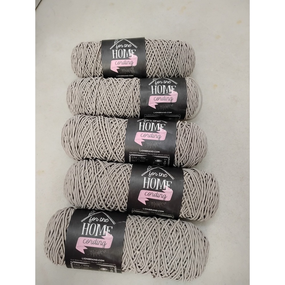 5 Skeins Lion Brand For The Home Cording Betty Backpack DIY Discontinued GREIGE